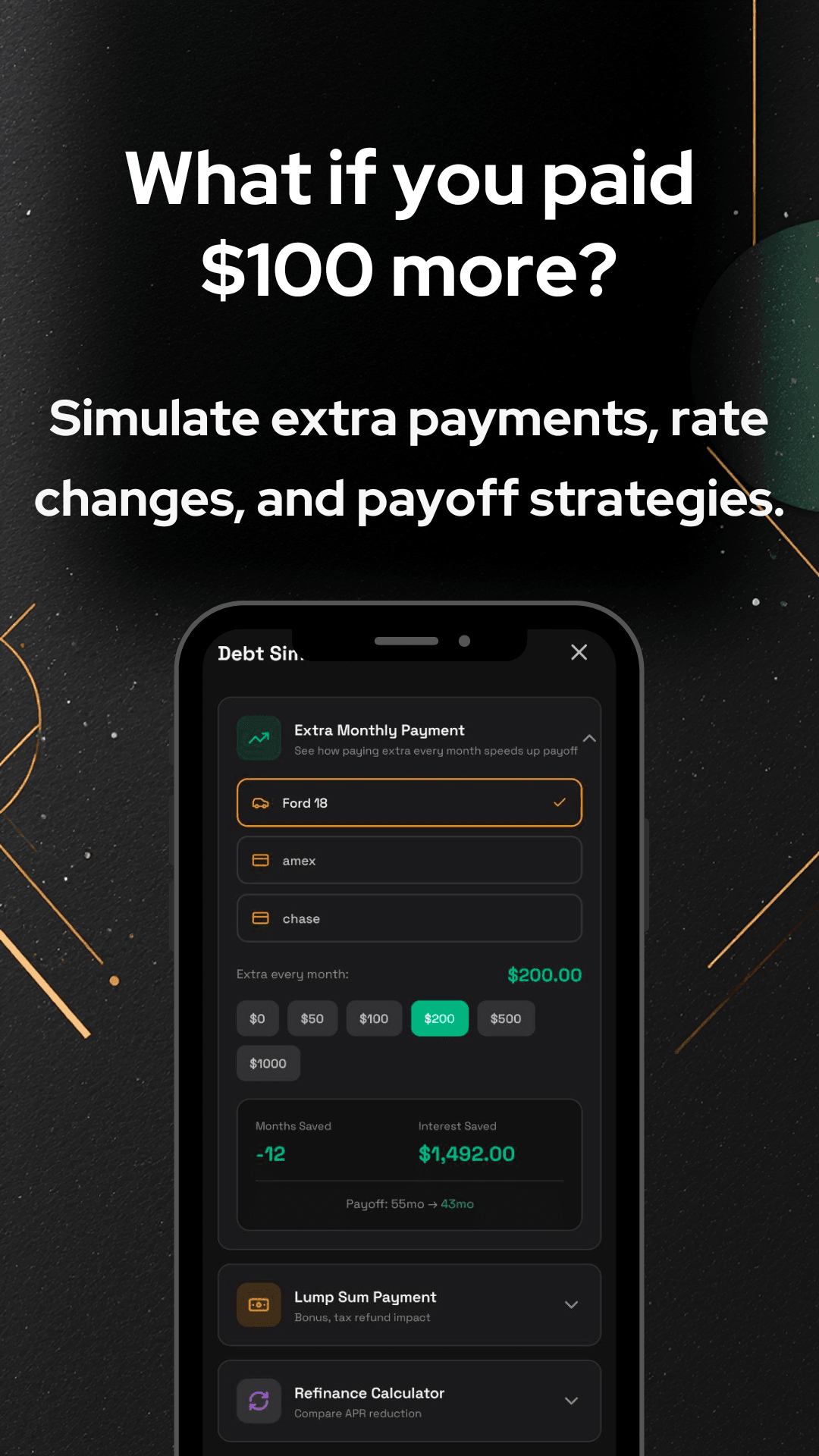 What-if debt payment simulator