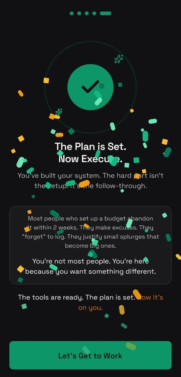 Onboarding complete — plan is set with celebration